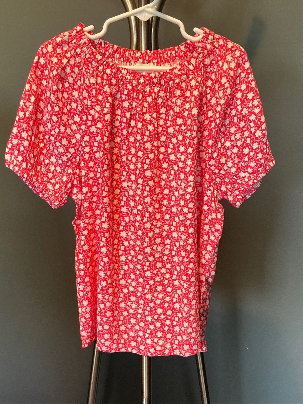 J. Crew Girls' Red Floral Short-Sleeve Peasant Top